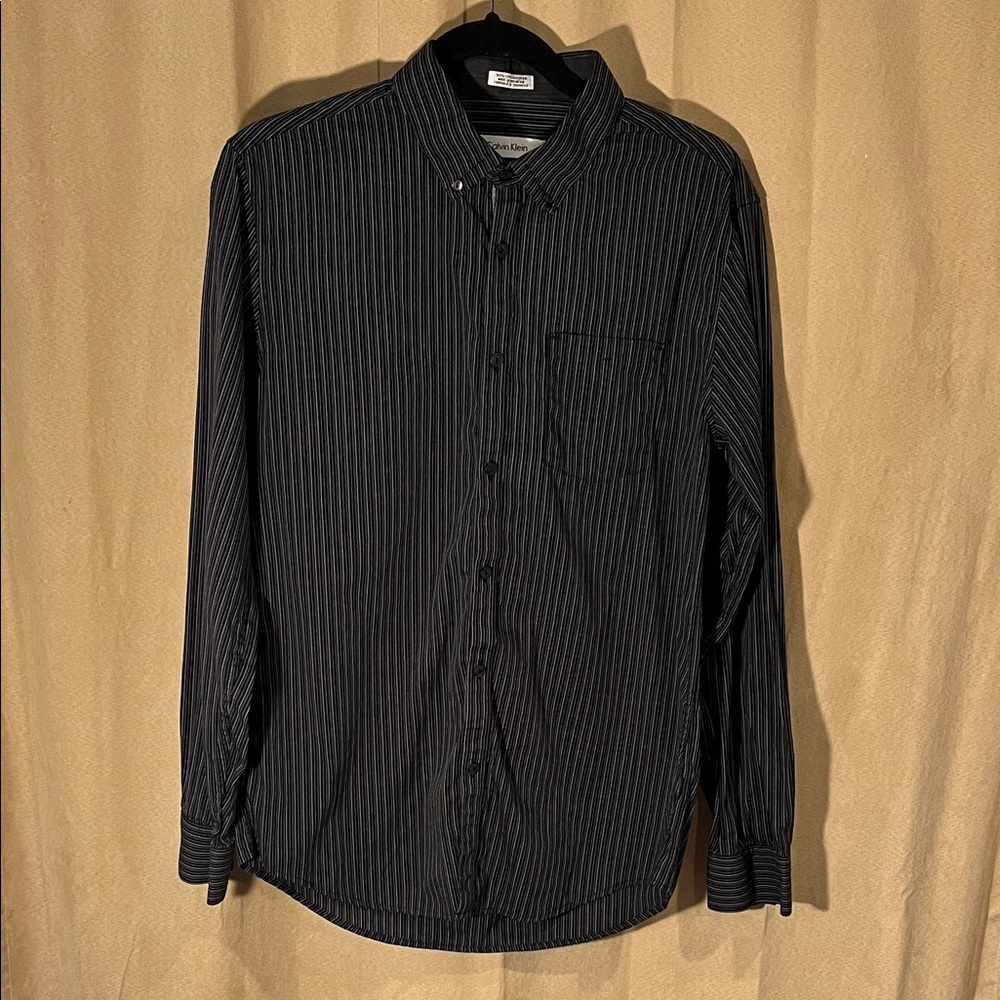 Calvin Klein Black Pinstripe Button-Down Shirt